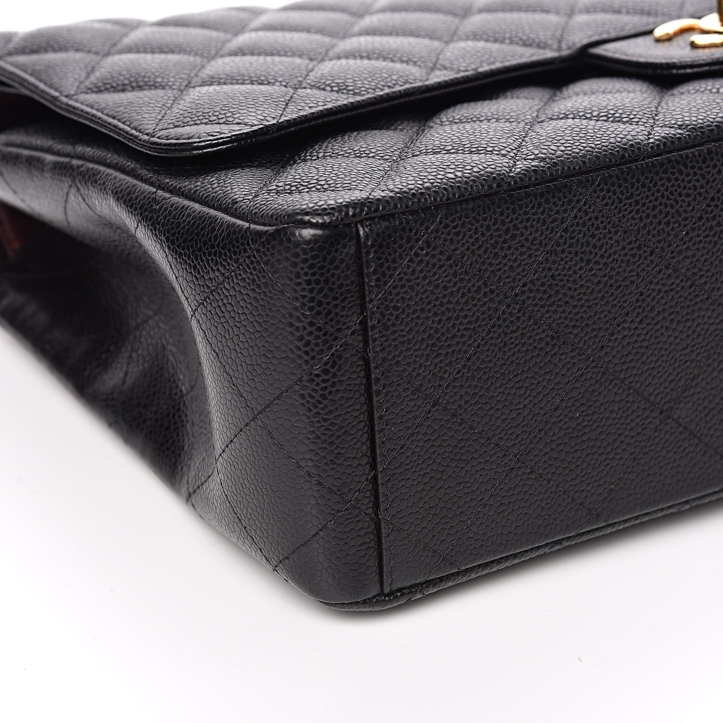 Caviar Quilted Maxi Double Flap Black