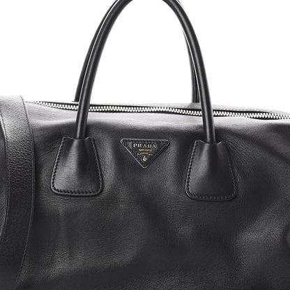 Prada Soft Calfskin Duffle Travel Bag Black 6 of 8