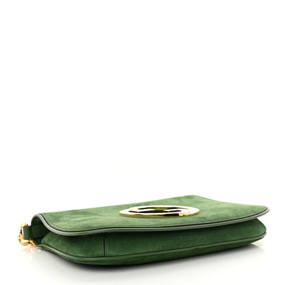 Gucci Suede Talco Roxy Calfskin Blondie Chain Shoulder Flap Bag Cash Green 4 of 10