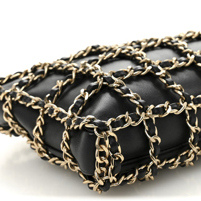 Chanel Lambskin Chain Frame Shoulder Bag Black 9 of 10