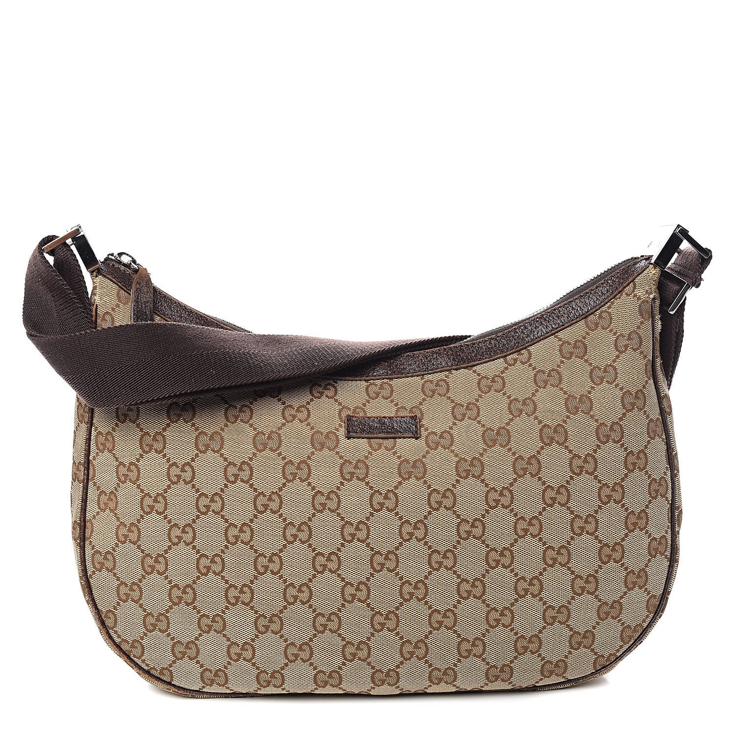 Gucci Monogram Medium Half Moon Hobo Dark Brown 1 of 13