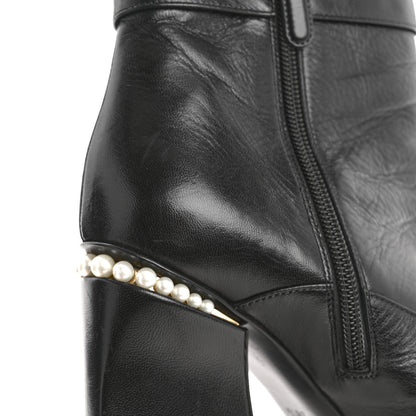 Chanel Goatskin Pearl Cap Toe Boots 38.5 Black 10 of 10