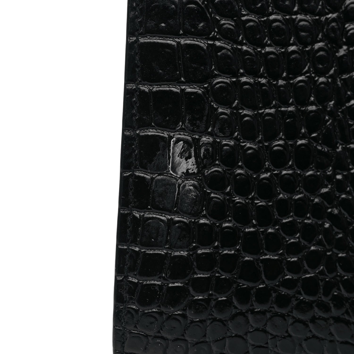 Saint Laurent Shiny Calfskin Crocodile Embossed Small Manhattan Shopper Tote Black 10 of 10