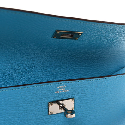 Hermes Chevre Mysore Kelly Longue Wallet Bleu Azteque 6 of 8