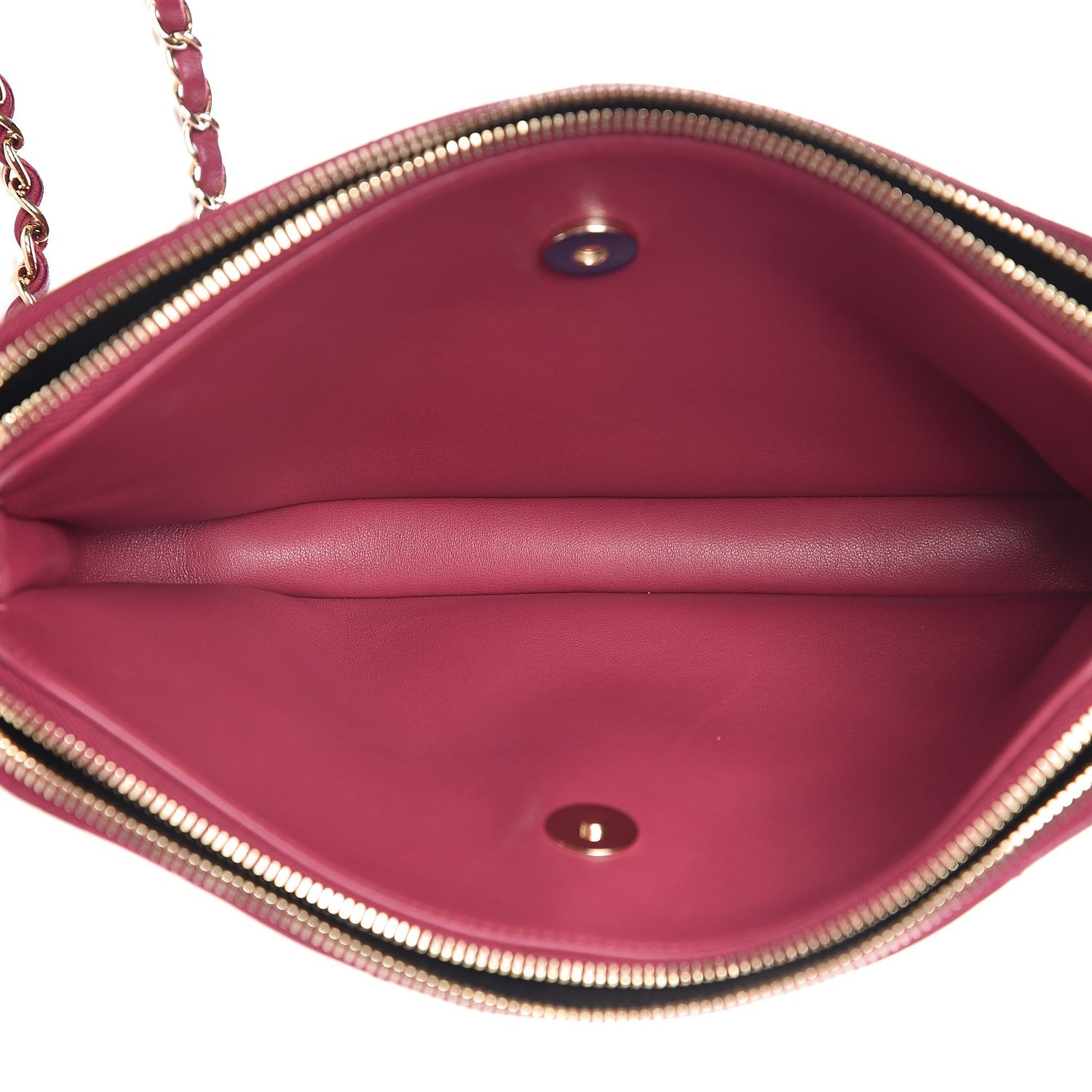 Chanel Patent Quilted Crown CC Double Zip Bag Dark Pink 8 of 9