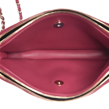 Chanel Patent Quilted Crown CC Double Zip Bag Dark Pink 8 of 9