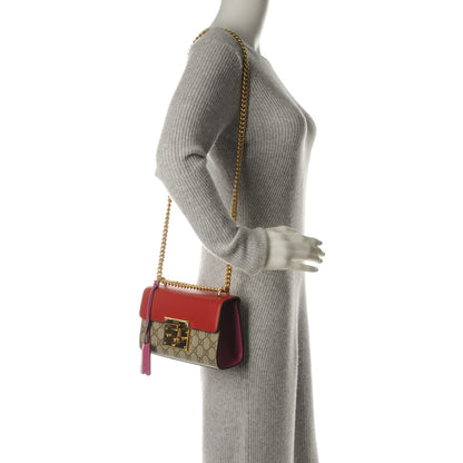 Gucci GG Supreme Monogram Calfskin Small Padlock Shoulder Bag Beige Hibiscus Red New Rosette 2 of 7