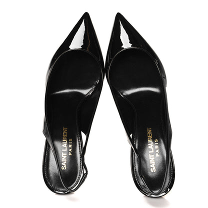 Saint Laurent Patent Opyum 85 Slingback Pumps 36.5 Black Gold 2 of 10