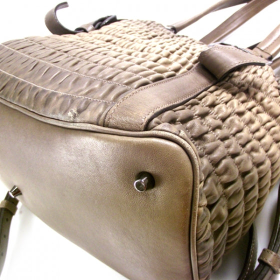 Leather Gathered Large Tote Bag