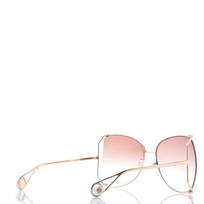 Gucci Oversized Round Sunglasses GG0252S Gold Brown 4 of 7
