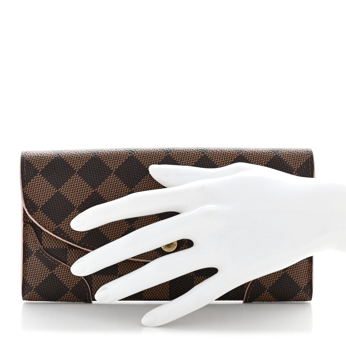 Louis Vuitton Damier Ebene Caissa Wallet Rose Ballerine 2 of 7