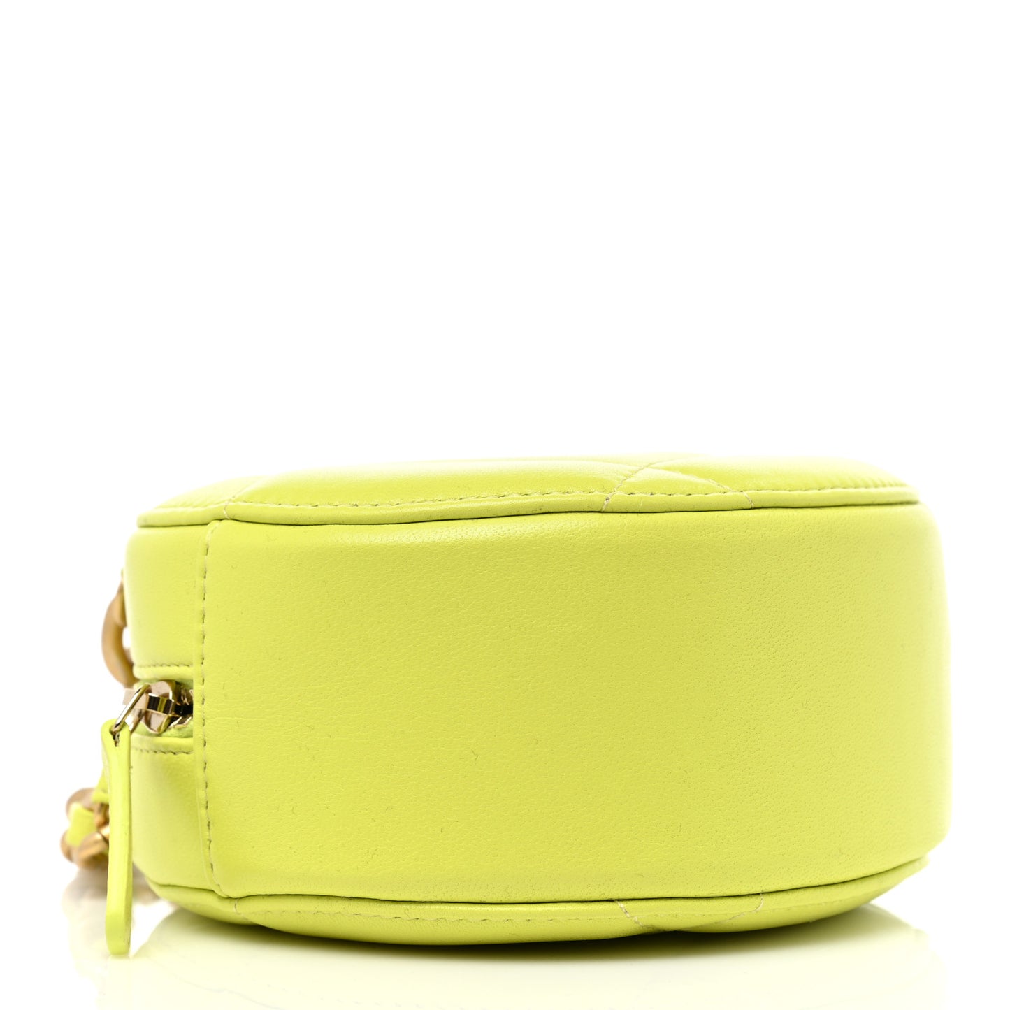 Lambskin Quilted Chanel 19 Round Clutch With Chain Yellow
