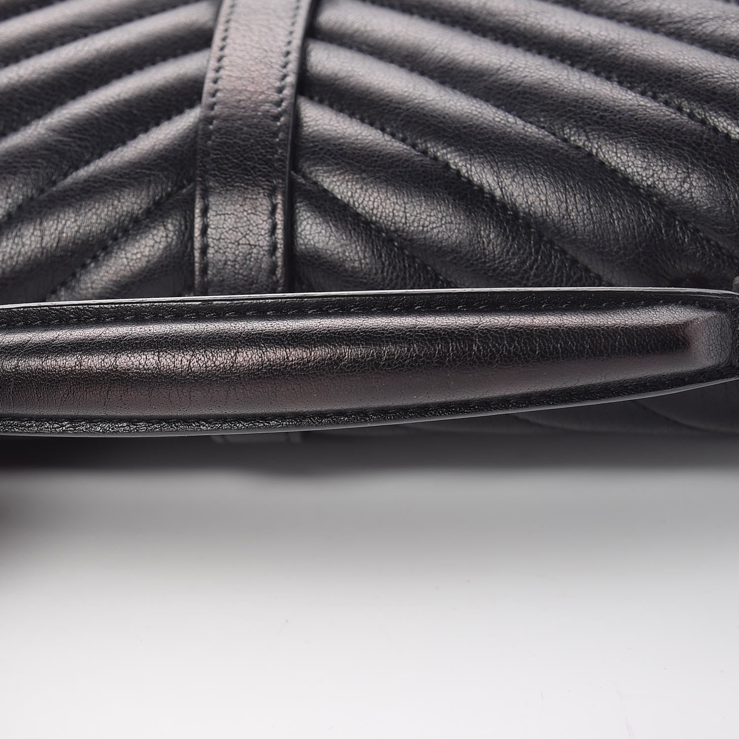 Saint Laurent Sheepskin Matelasse Chevron Monogram Medium College Bag Black 12 of 12