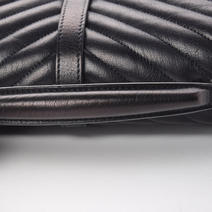 Saint Laurent Sheepskin Matelasse Chevron Monogram Medium College Bag Black 12 of 12