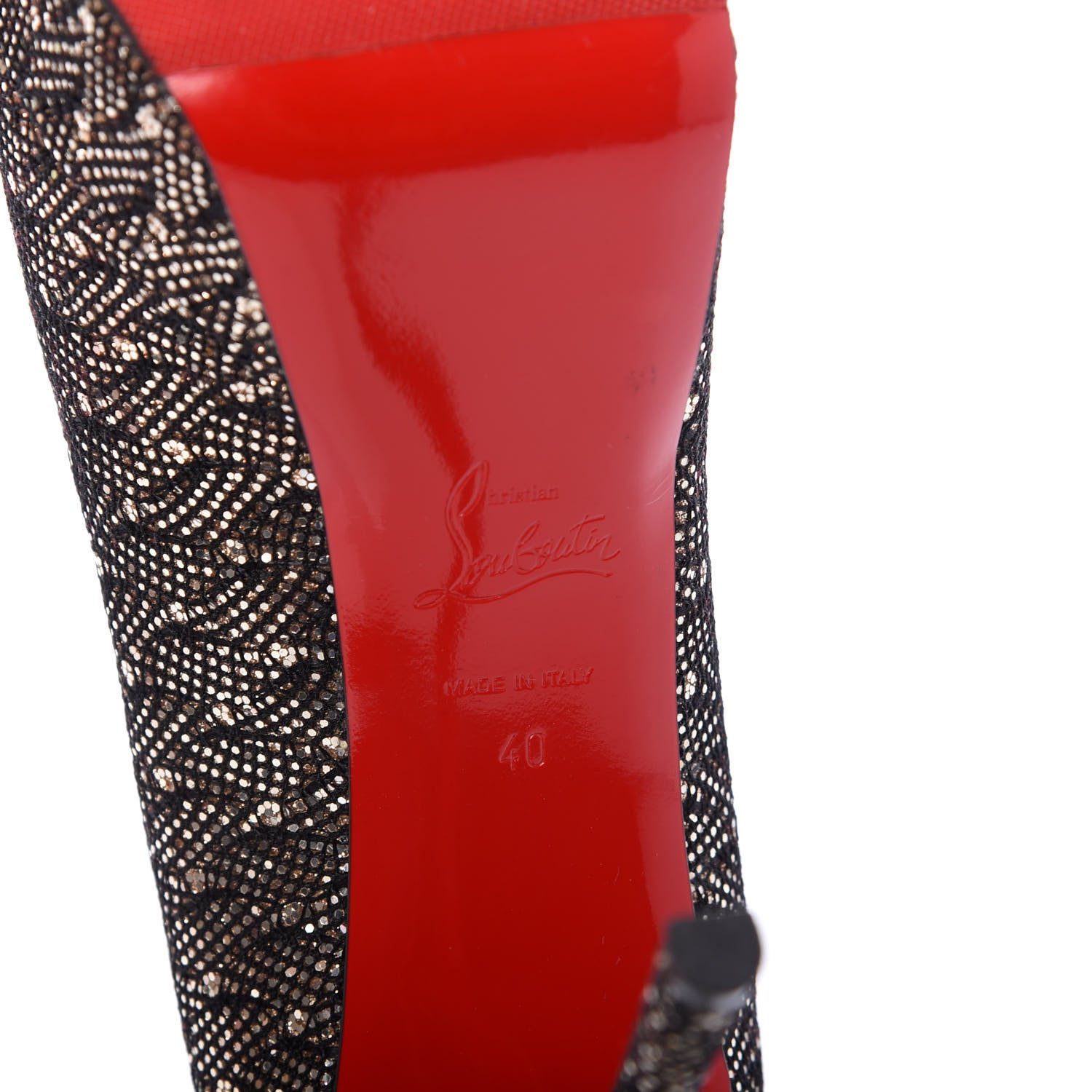 Christian Louboutin Glitter Palace SP Oxyde Fetish Peep 130 Pumps 40 Platine Silver 6 of 7