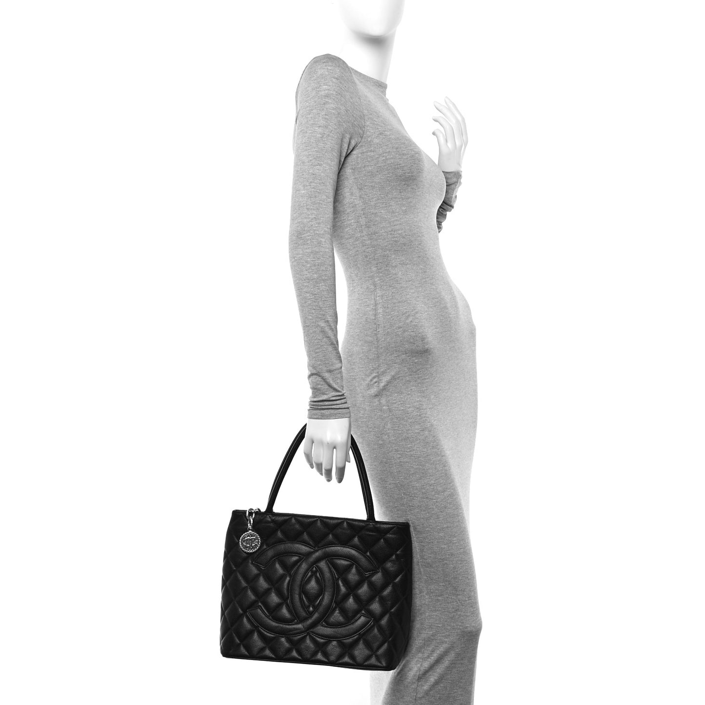 Caviar Quilted Medallion Tote Black