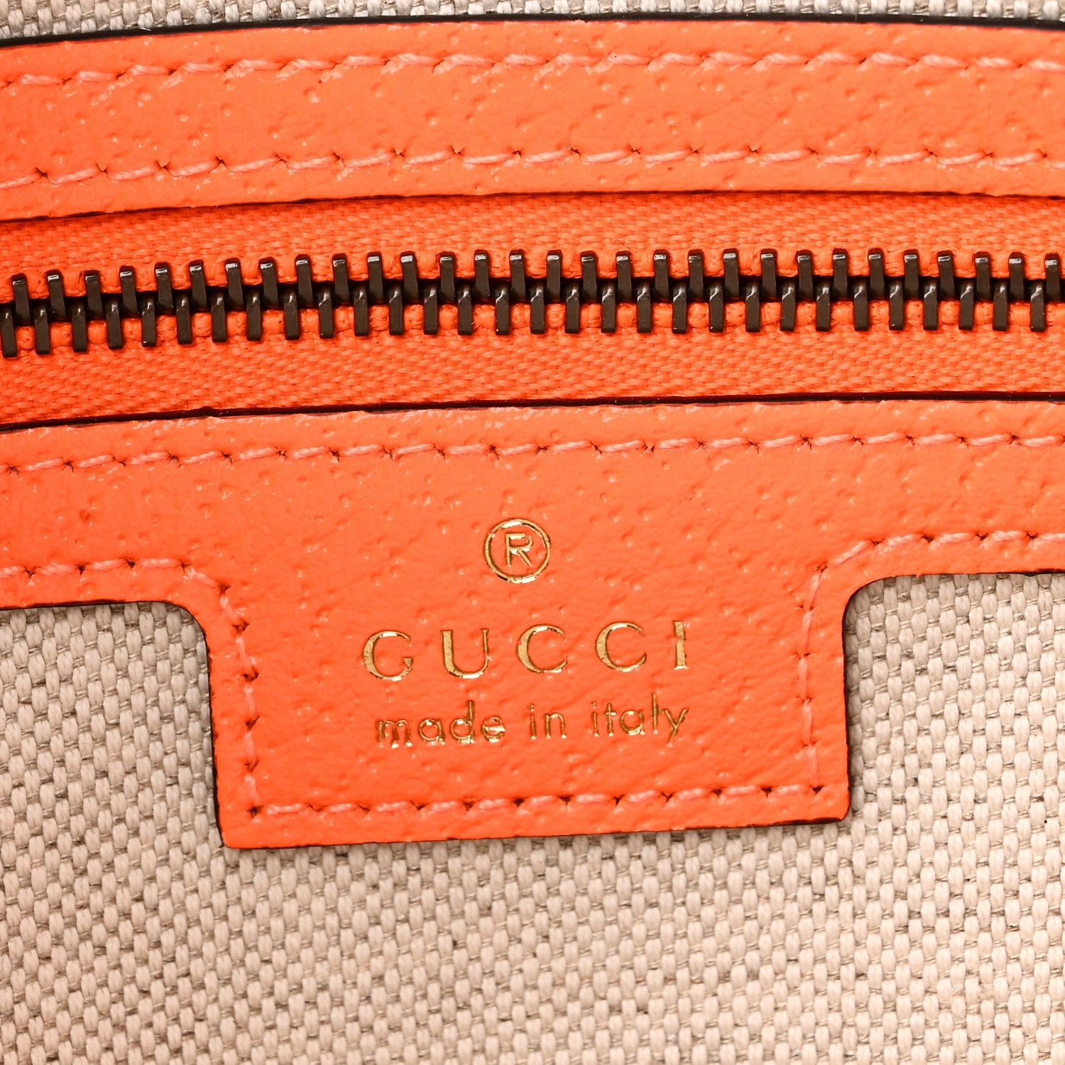 Gucci GG Supreme Monogram Textured Dollar Calfskin Web Ophidia Wristlet Shoulder Bag Beige Ebony Orange 6 of 11