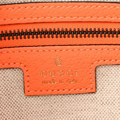 Gucci GG Supreme Monogram Textured Dollar Calfskin Web Ophidia Wristlet Shoulder Bag Beige Ebony Orange 6 of 11