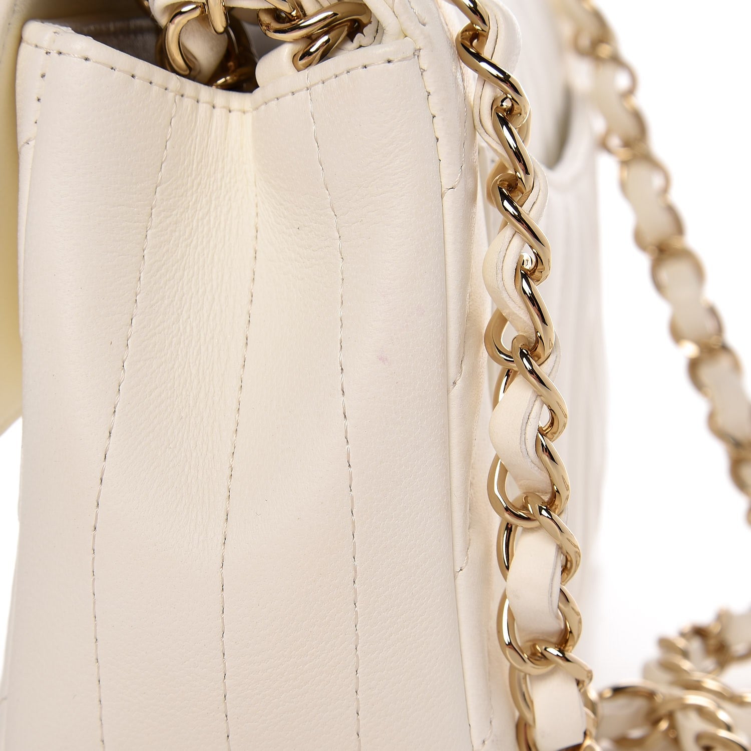 Chanel Lambskin Chevron Quilted Mini Rectangular Flap Ivory 9 of 10