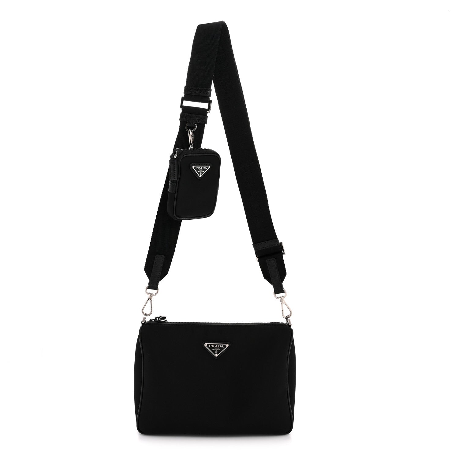 Prada Re-Nylon Saffiano Travel Brique Crossbody Bag Black 1 of 14