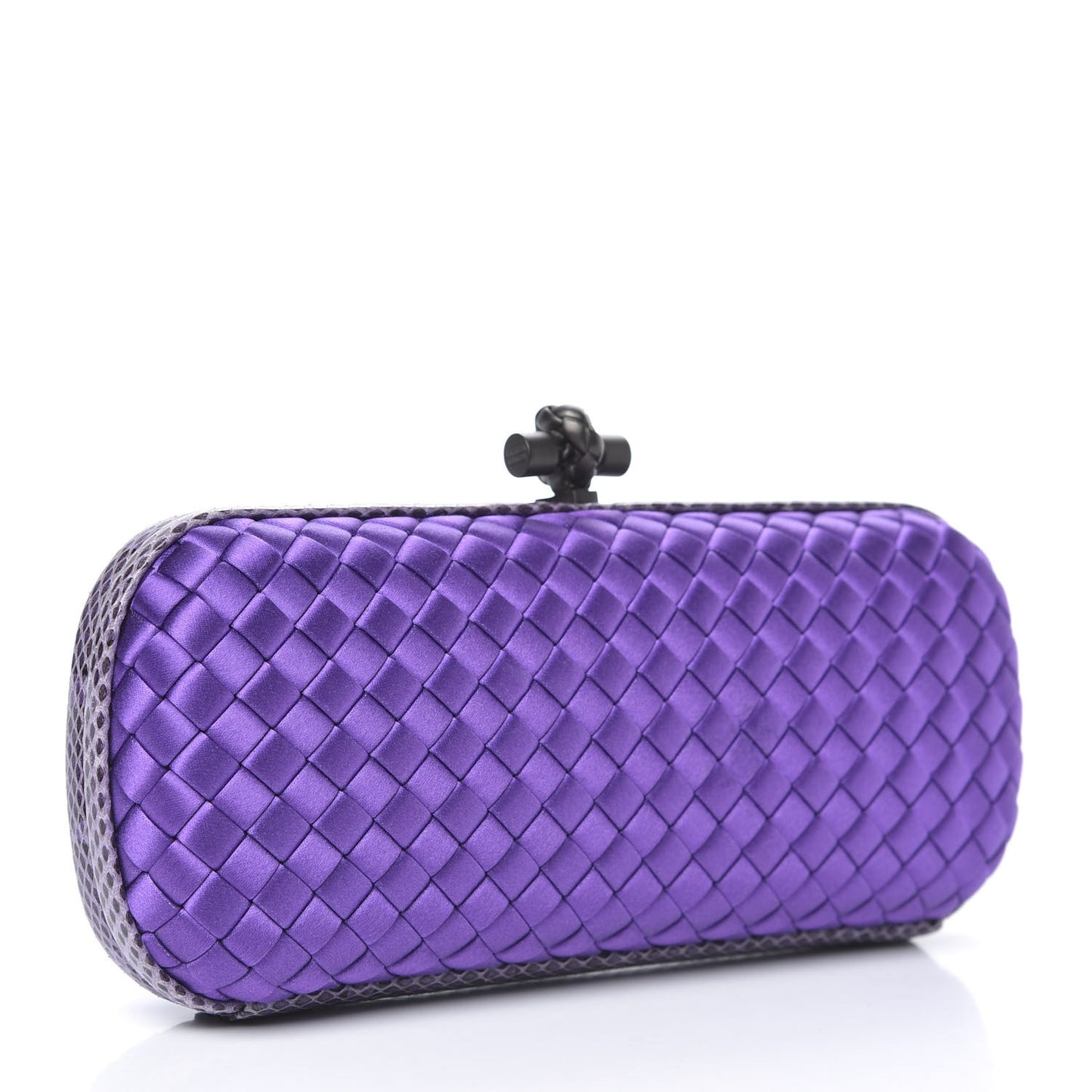 Satin Intreccio Impero Ayers Stretch Knot Clutch Purple