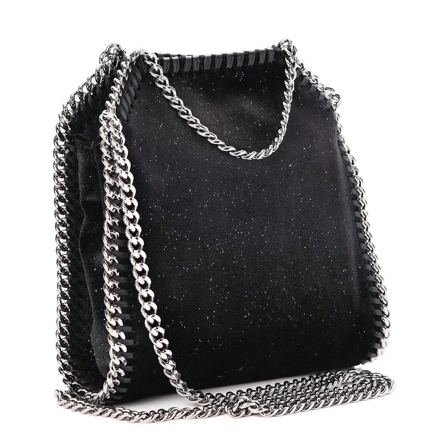 Stella McCartney Glitter Velvet Tiny Falabella Tote Black 3 of 7