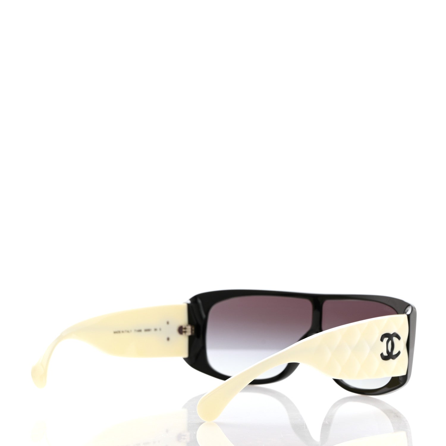Chanel Acetate Shield Sunglasses 71466 White Black 4 of 8