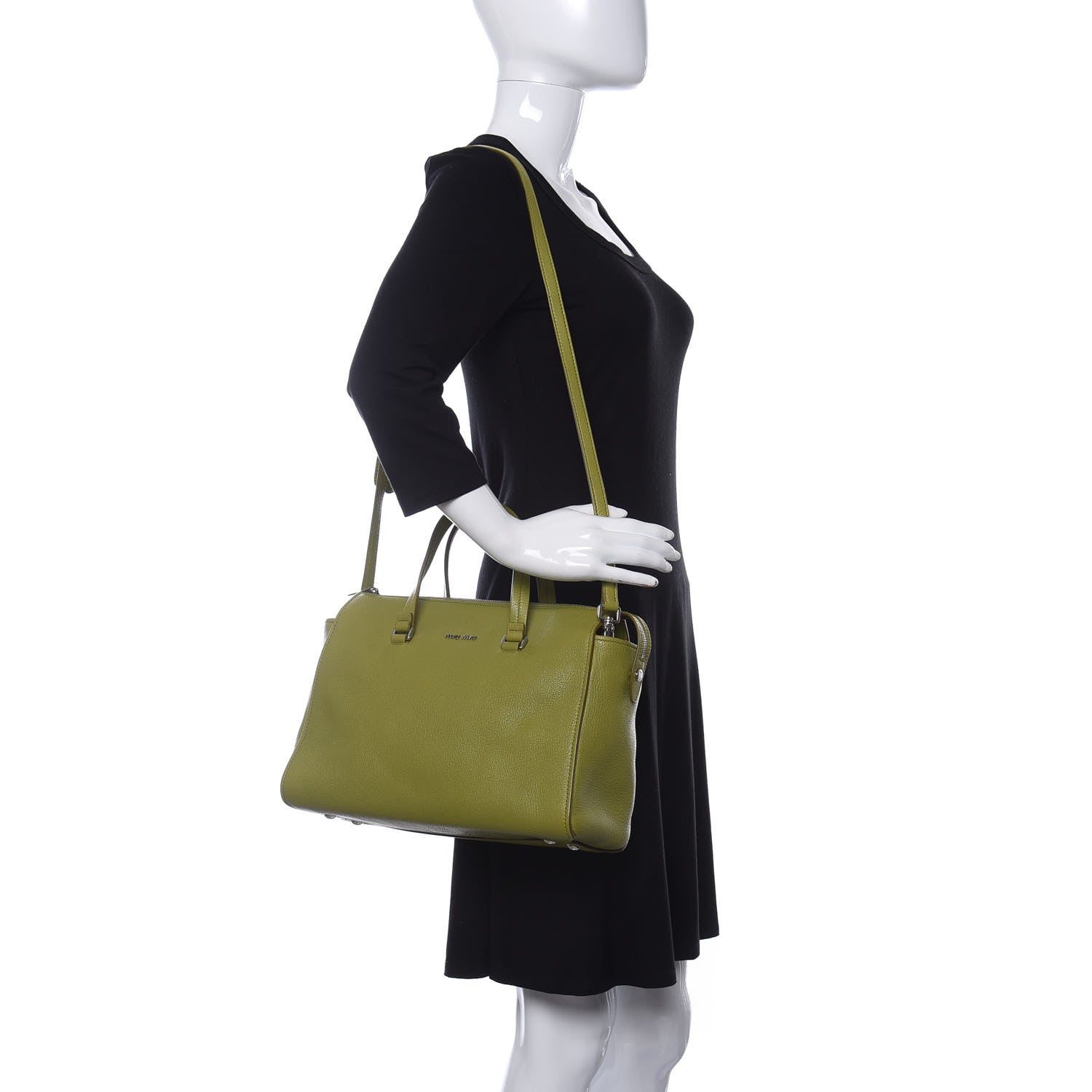 Miu Miu Goatskin Madras Tote Green 2 of 11