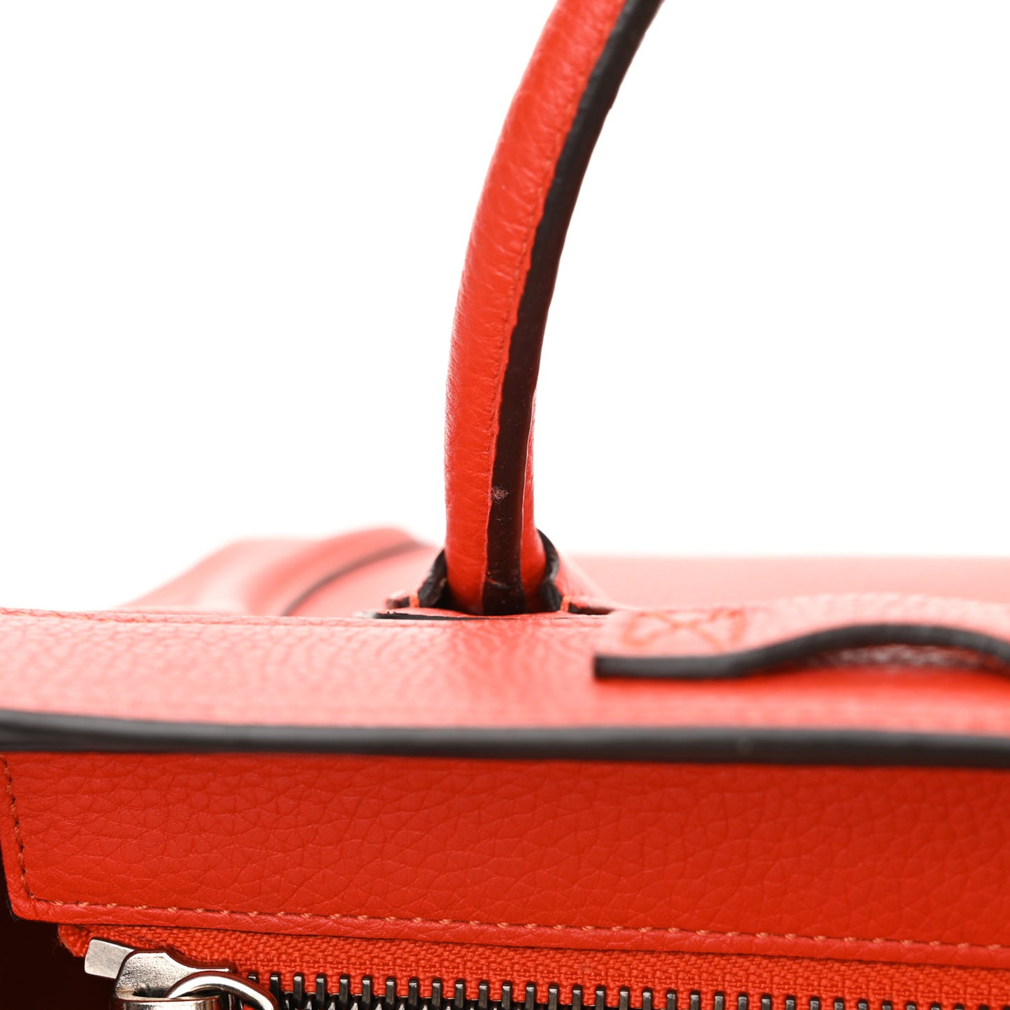 Drummed Calfskin Nano Luggage Vermillion