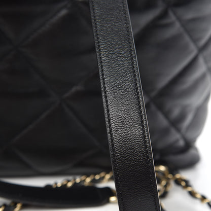 Chanel Lambskin Quilted Drawstring Backpack Black 7 of 10