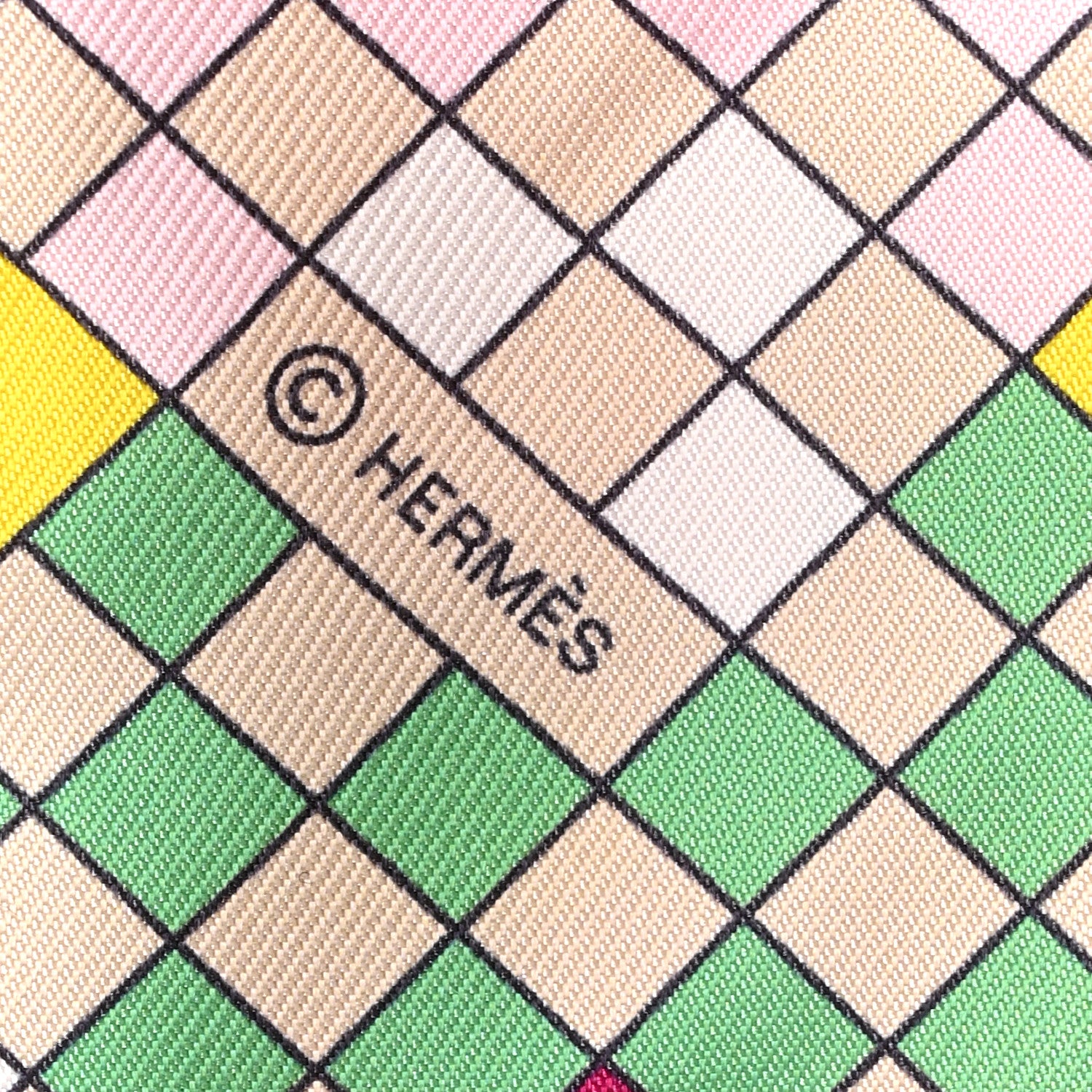 Hermes Silk Colliers De Chiens Remix Twilly Rose Vert Jaune Rose Vert Jaune 4 of 4