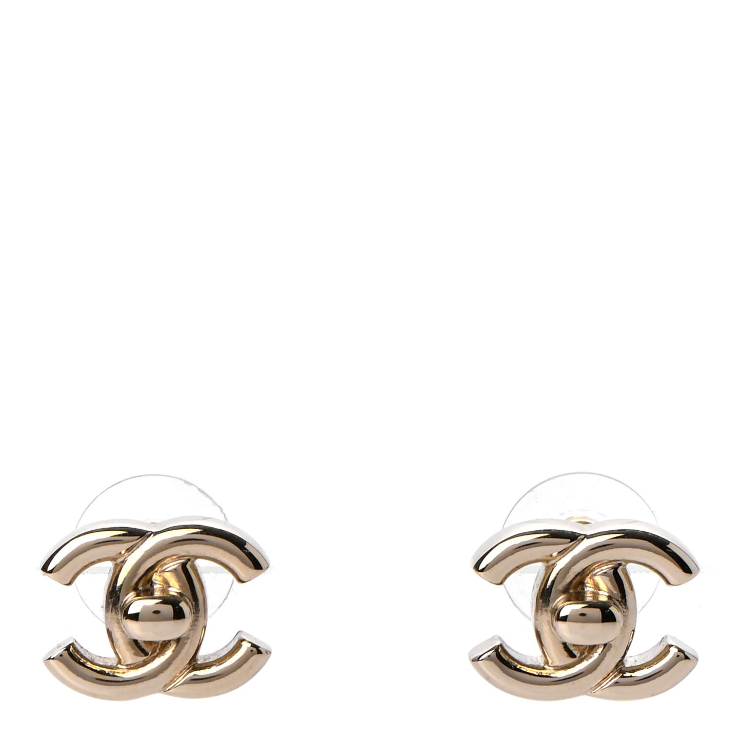 Metal CC Turnlock Earrings Gold