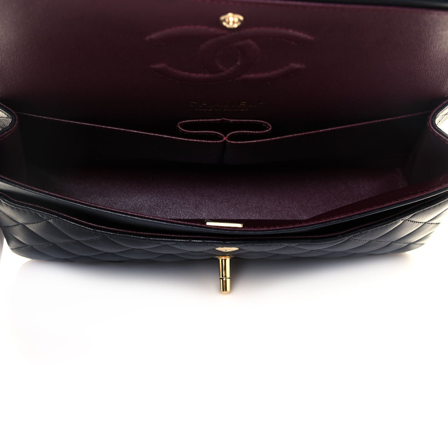 Lambskin Quilted Medium Double Flap Black