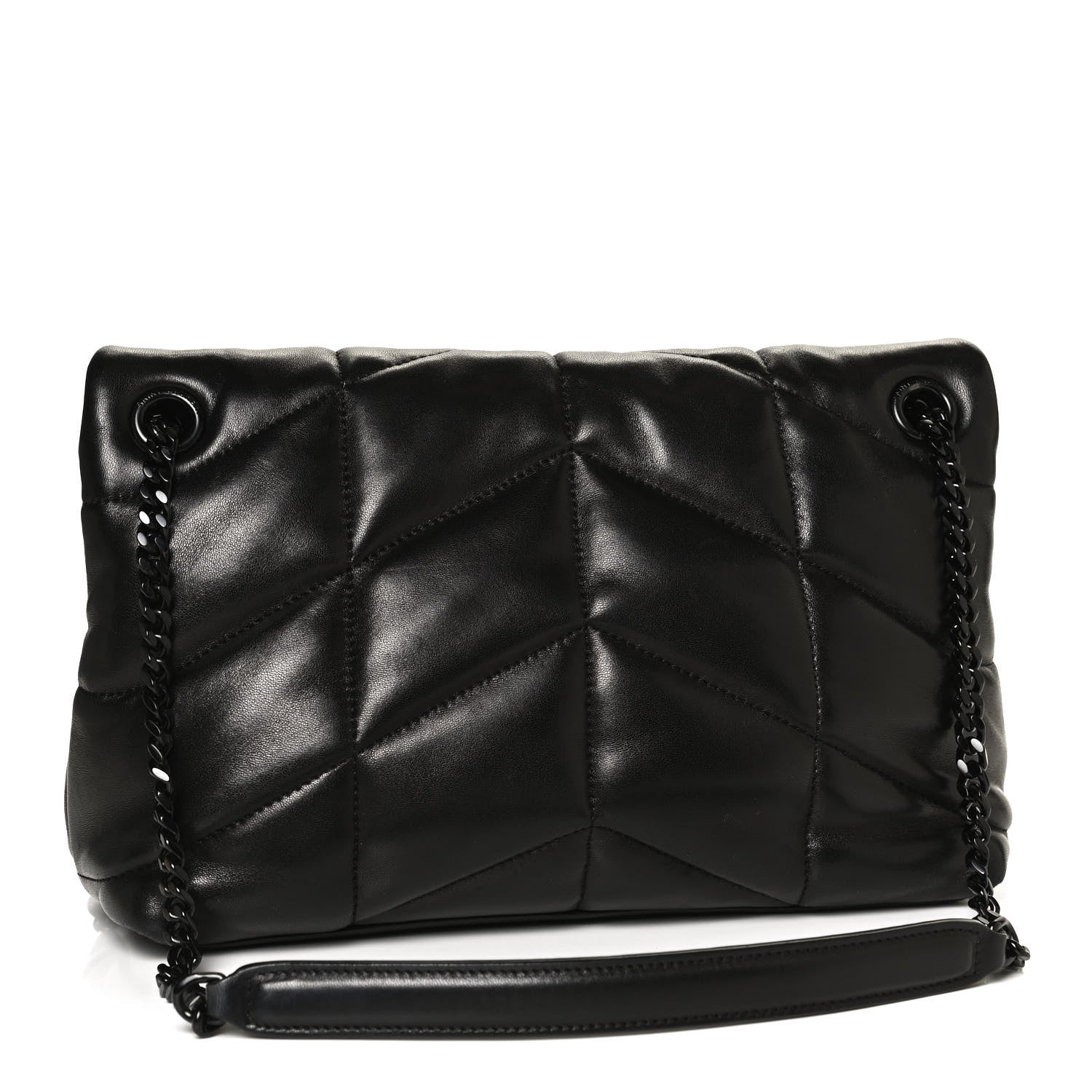 Saint Laurent Lambskin Quilted Small Loulou Puffer Monogram Chain Satchel Black 3 of 11