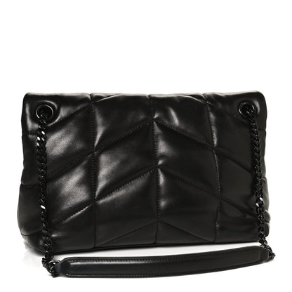 Saint Laurent Lambskin Quilted Small Loulou Puffer Monogram Chain Satchel Black 3 of 11