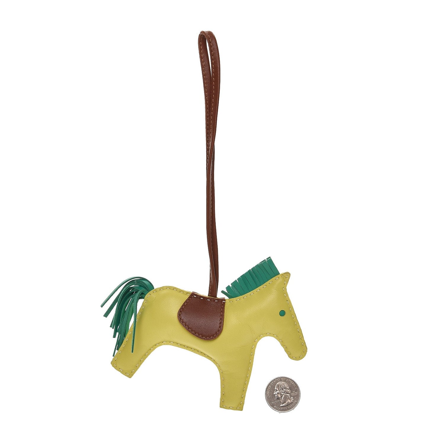Milo Lambskin Grigri Rodeo Horse Bag Charm MM Lime Menthe Fauve