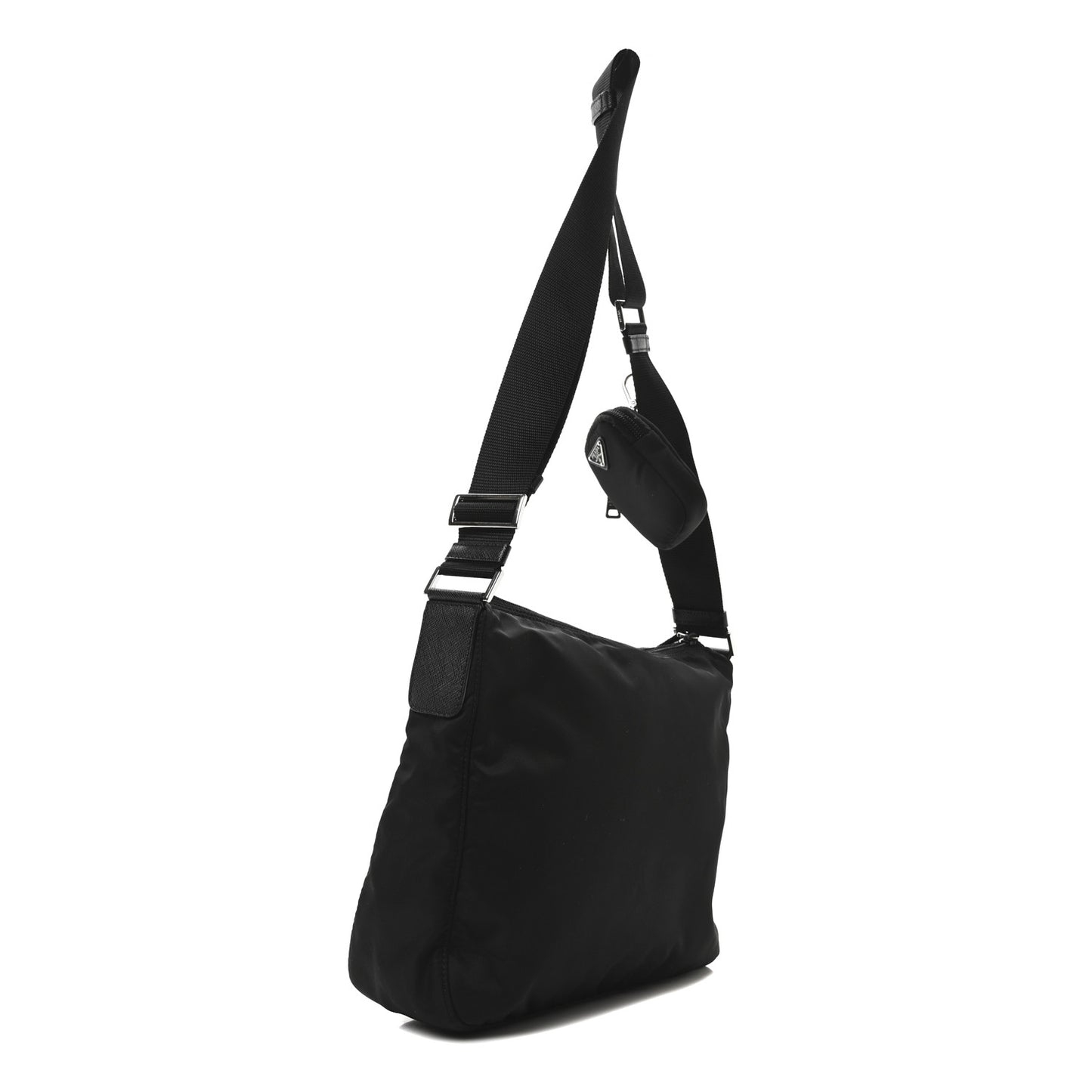 Re-Nylon Nappa Triangle Zip Pocket Bag Tote Black