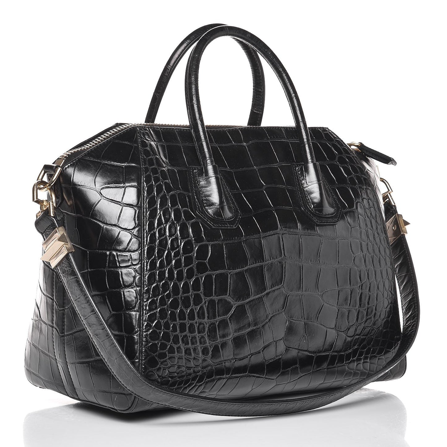Calfskin Crocodile Embossed Medium Antigona Black