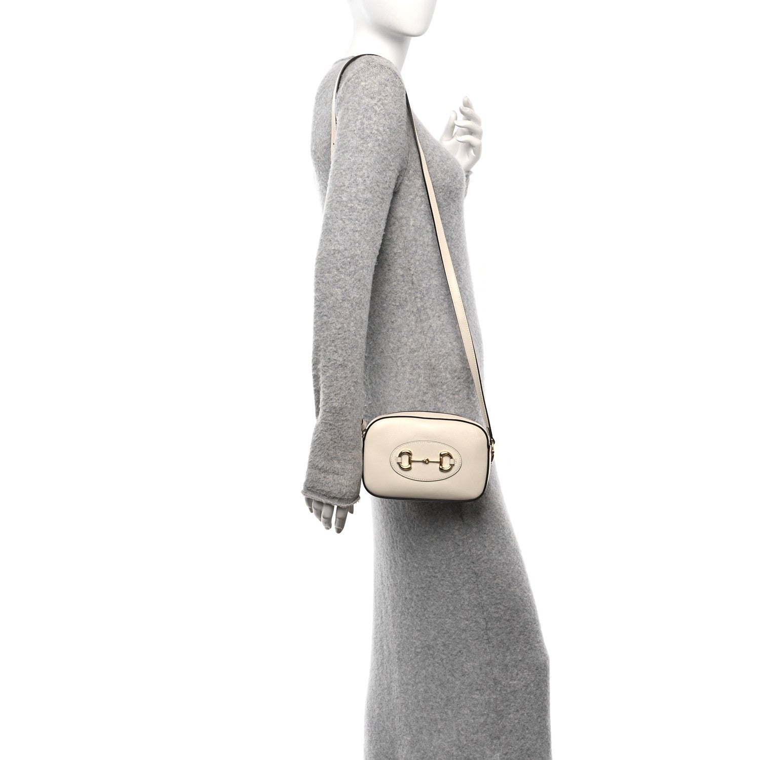Gucci Azalea Calfskin Mini Horsebit 1955 Camera Shoulder Bag Mystic White 2 of 11