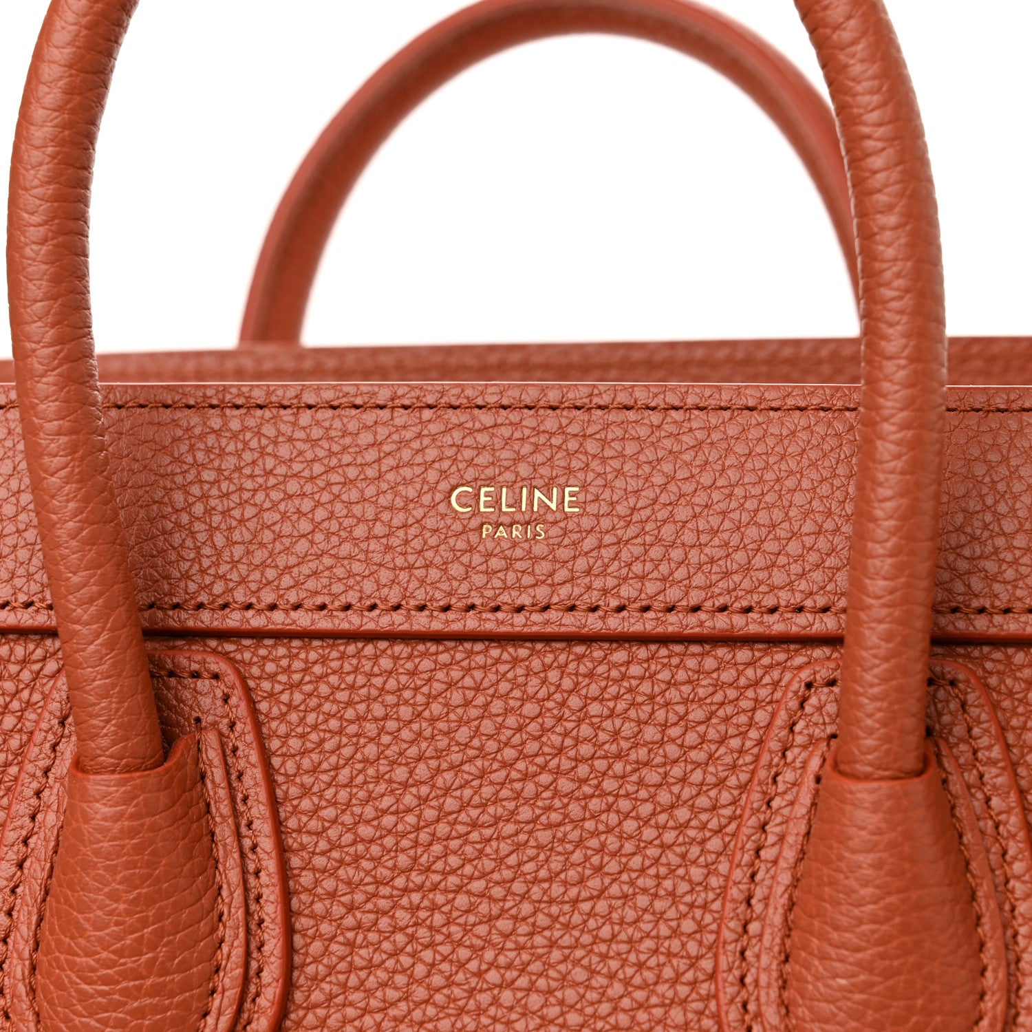 Celine Drummed Calfskin Nano Luggage Terracotta 6 of 12