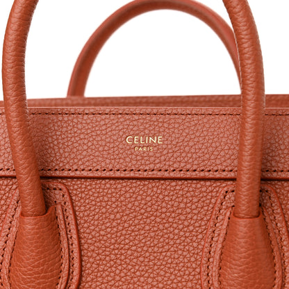 Celine Drummed Calfskin Nano Luggage Terracotta 6 of 12