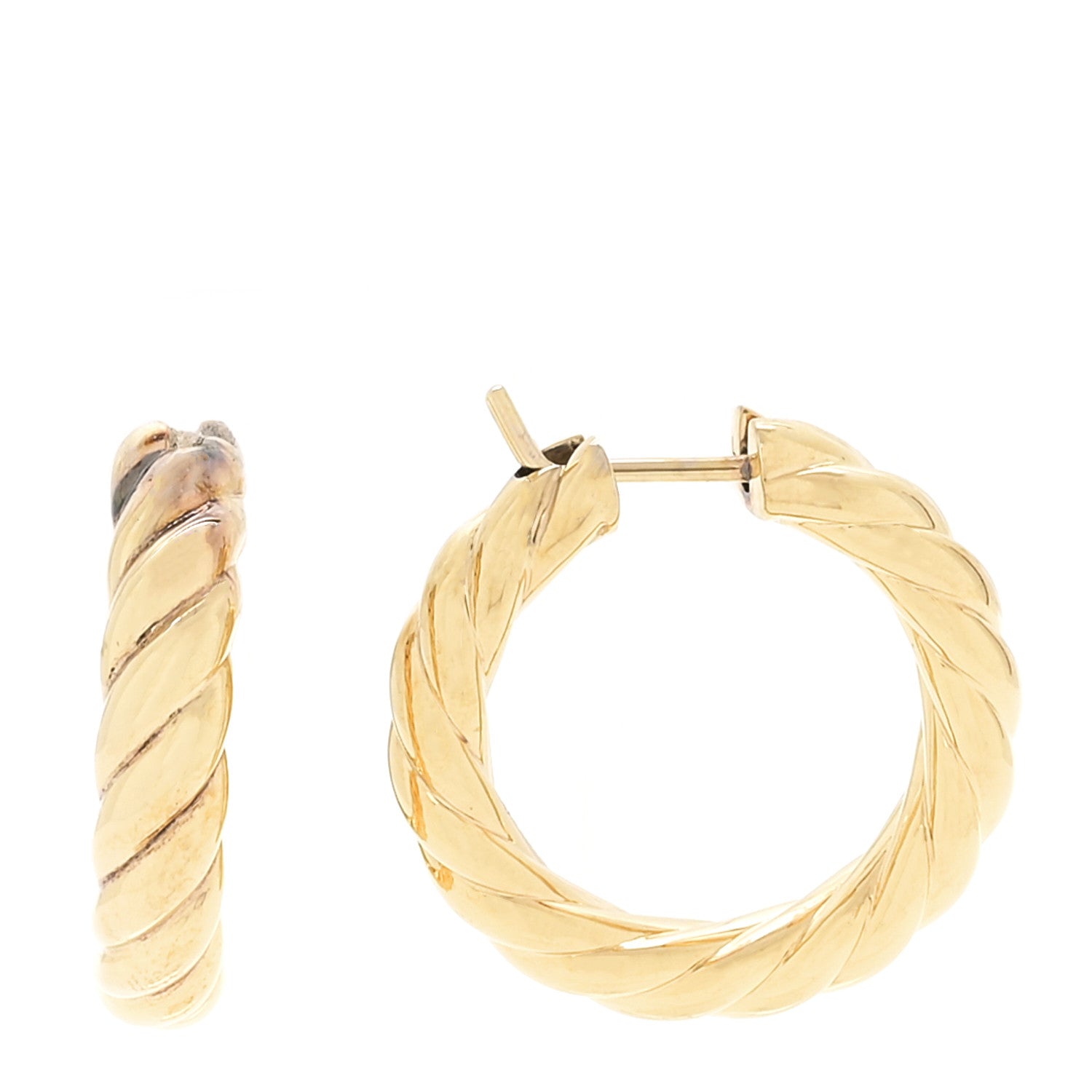 David Yurman 18K Yellow Gold 25.4mm Sculpted Cable Hoop Earrings 1 of 5