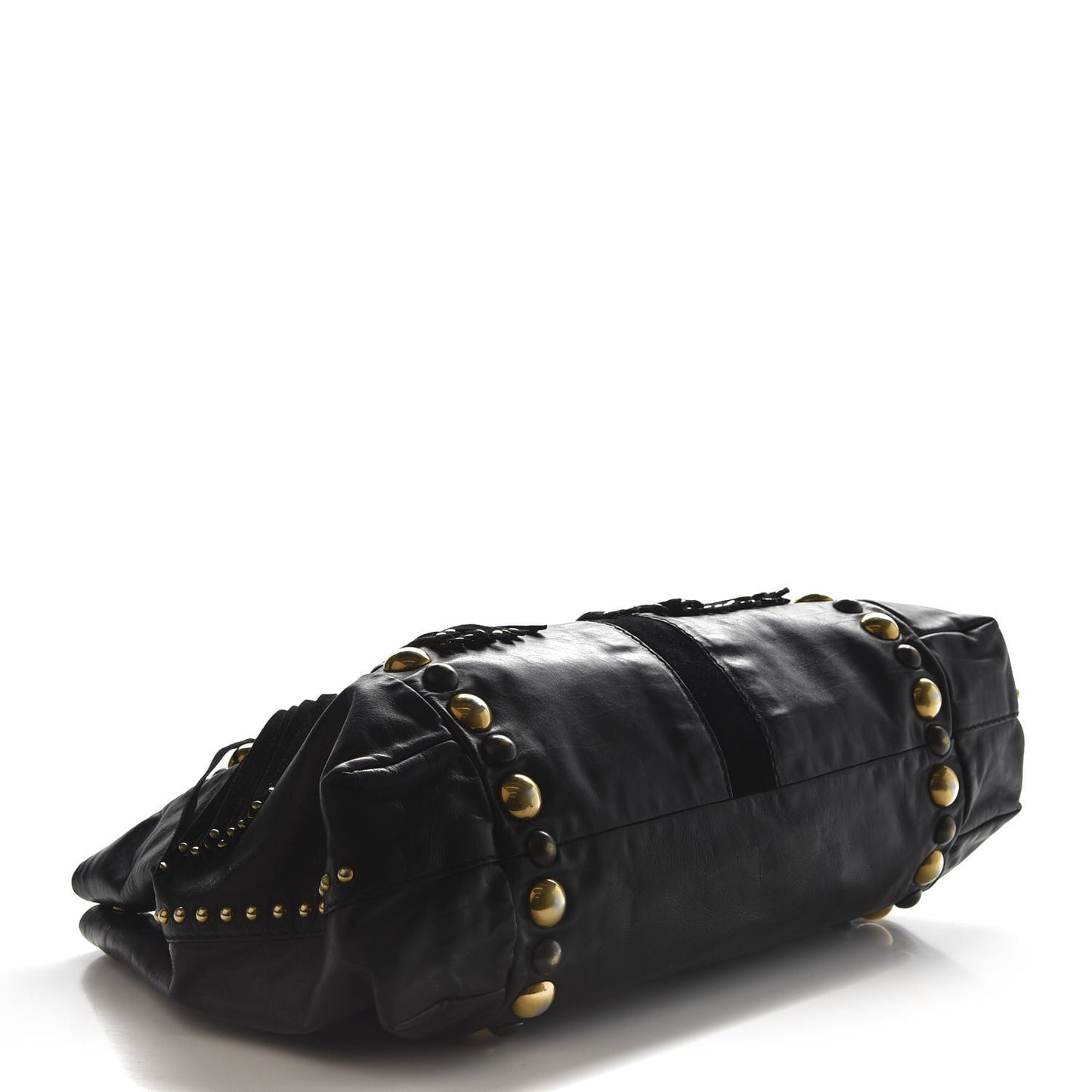 Calfskin Suede Fringe Large Babouska Tote Black