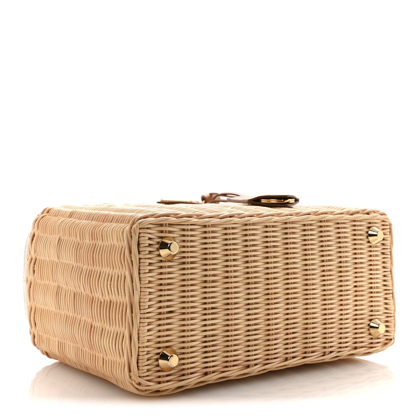 Canvas Wicker Shoulder Bag White