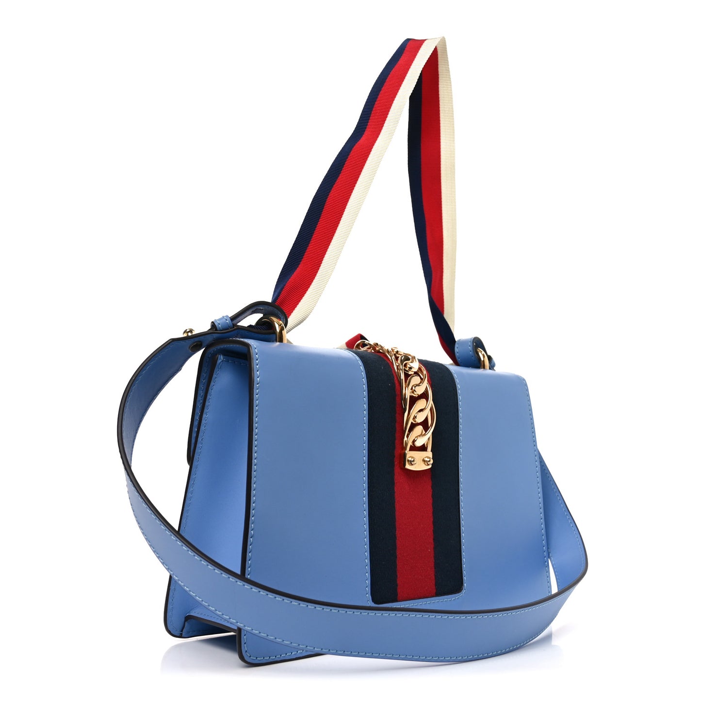 Calfskin Small Sylvie Shoulder Bag Clear Sky Blue