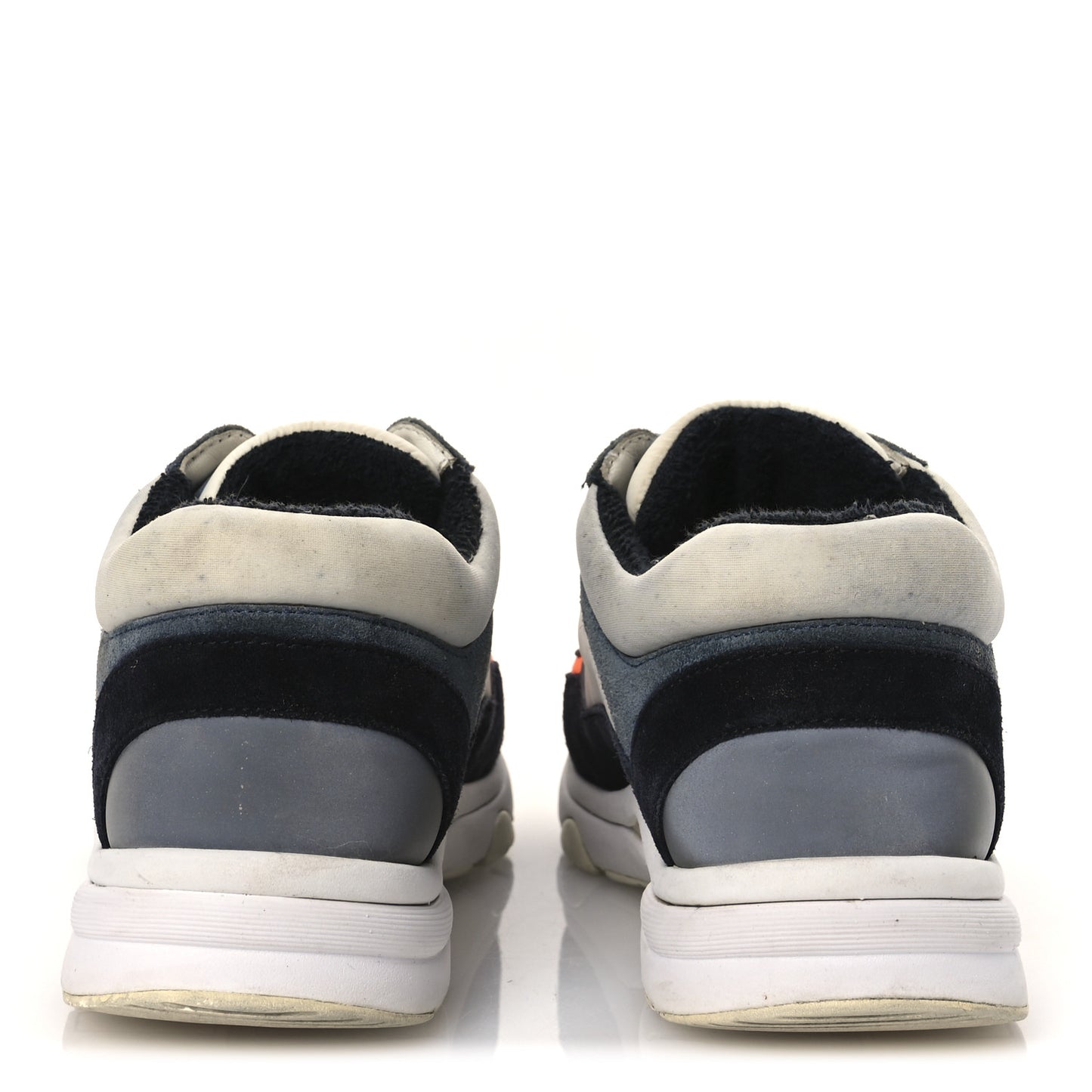 Nylon Calfskin Suede CC Womens Sneakers 35.5 Navy White Orange Black