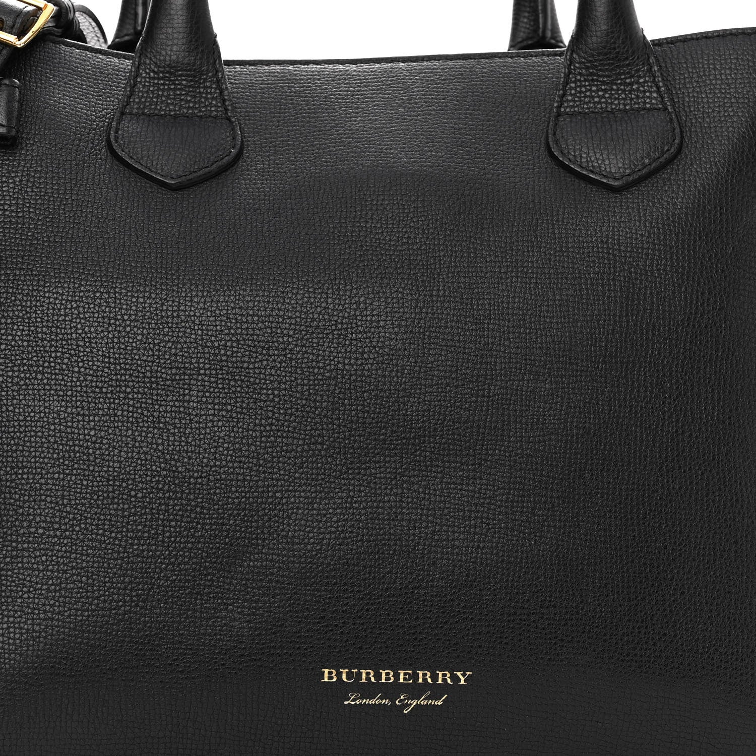 Burberry Grainy Calfskin House Check Medium Banner Tote Black 7 of 13