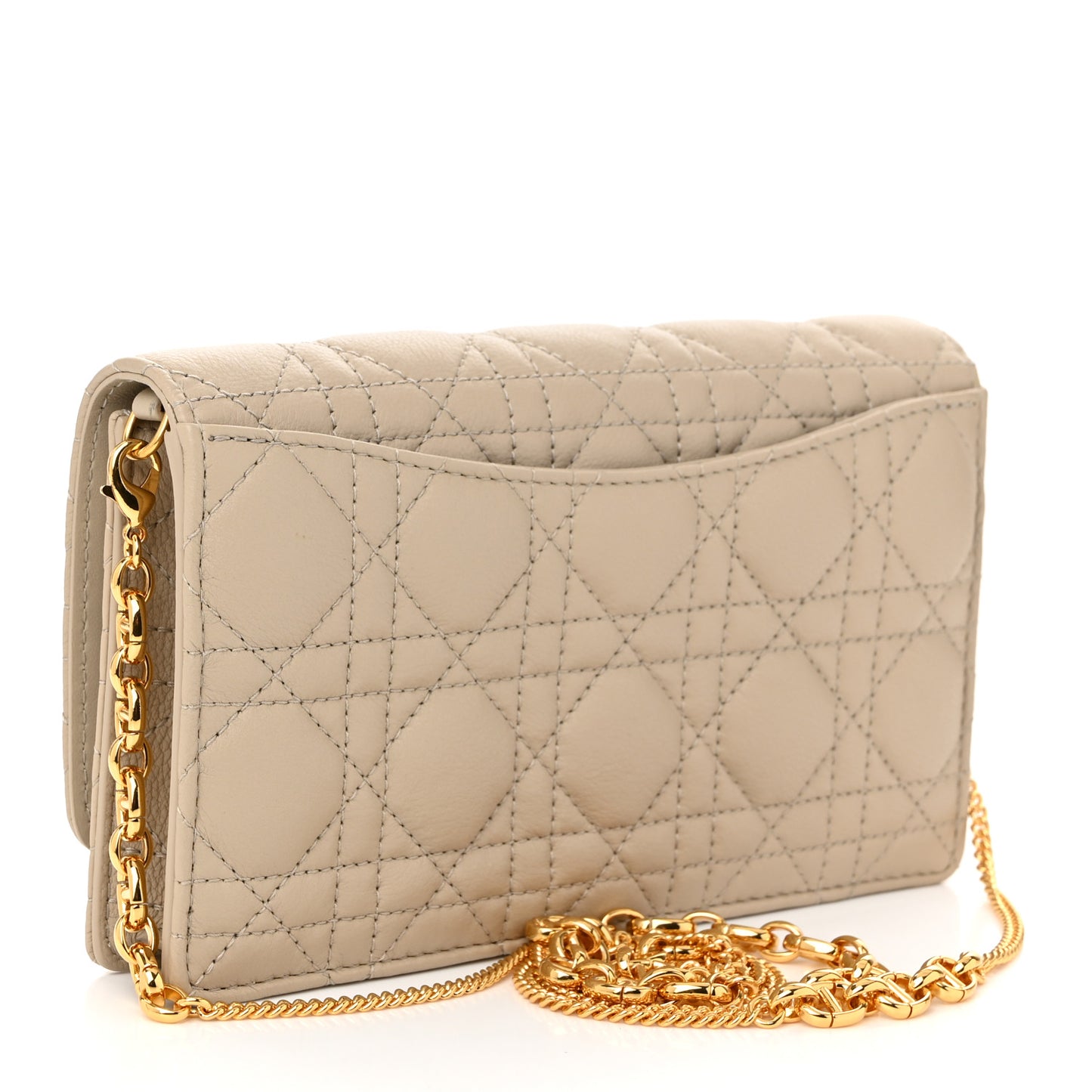 Supple Calfskin Caro Pouch with Chain Sand