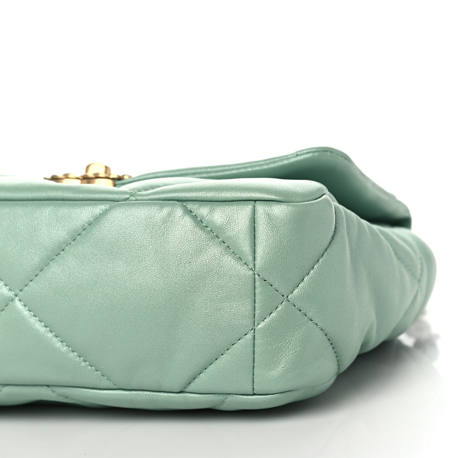 Chanel Shiny Lambskin Quilted Medium Chanel 19 Flap Light Green 9 of 10