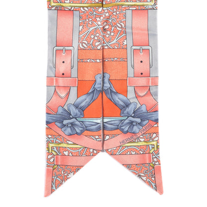 Hermes Silk Grand Manege Fleuri Twilly Orange Turquoise Gris 2 of 3